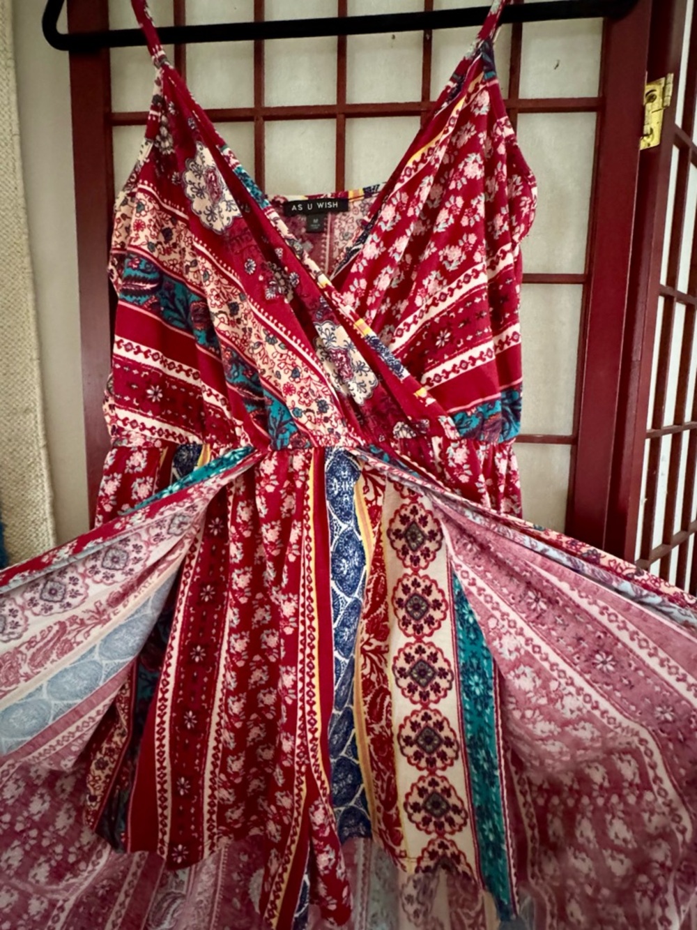 As U Wish Red Multi-Print Maxi Dress - Picture 2 of 3